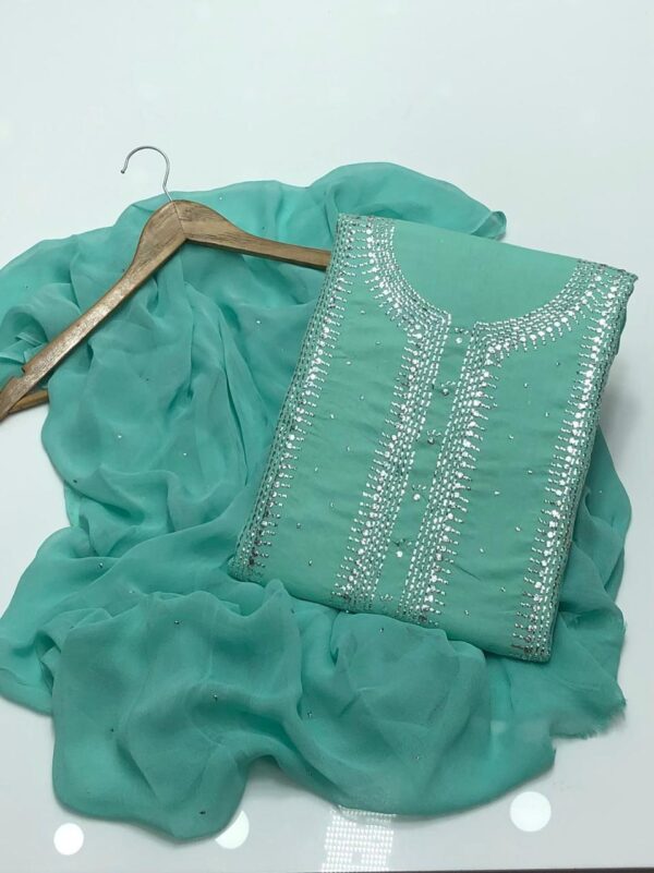 Mukesh lawn neck suit